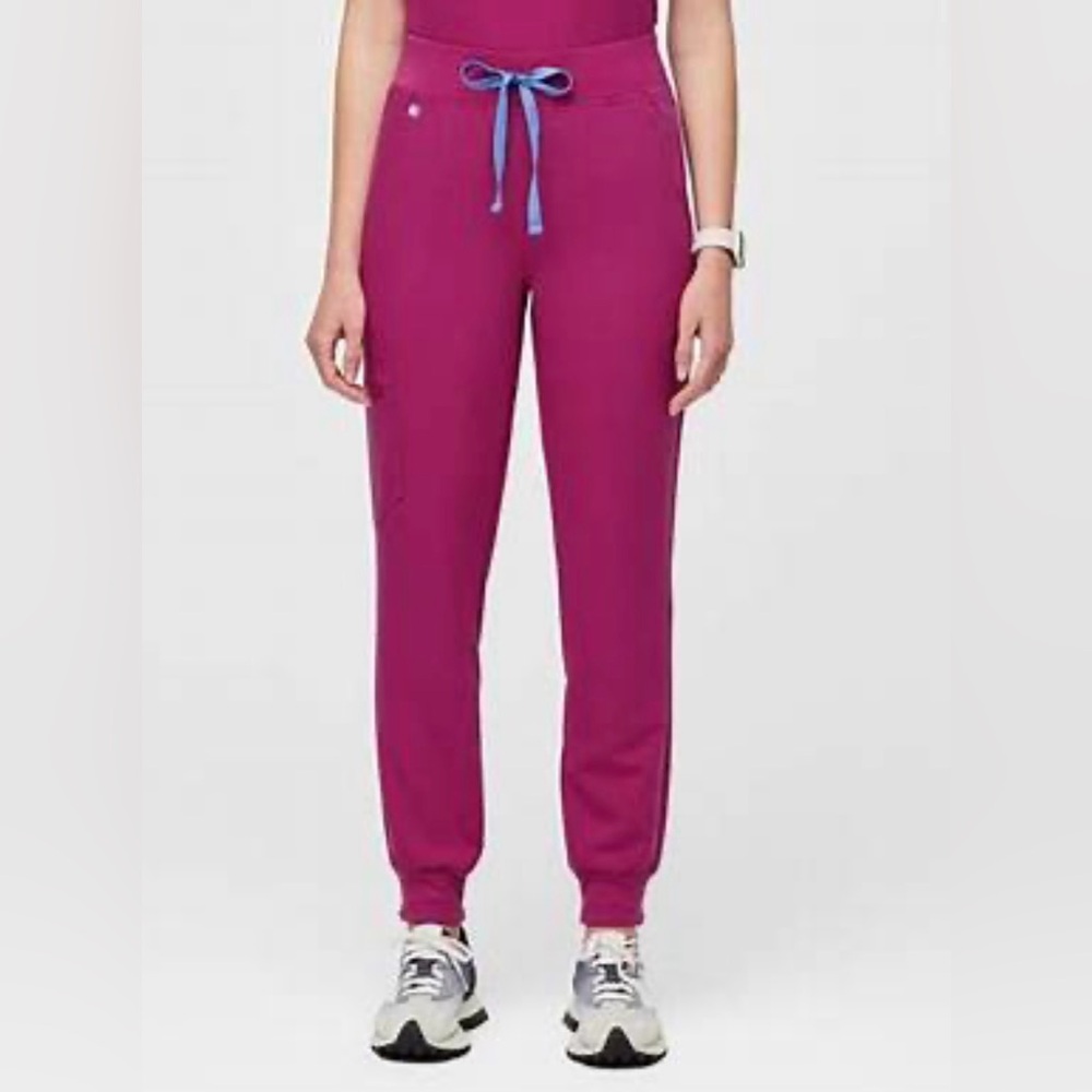 FIGS Raspberry Sorbet High-Waisted Zamora Jogger Scrub Pants- Size XS-Petite